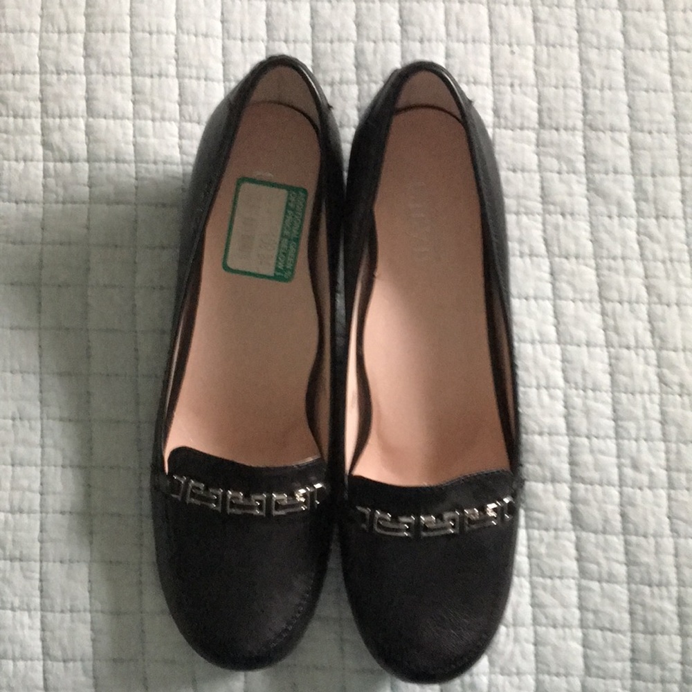 Black leather designer shoes. New !